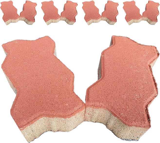 WITH블럭 인터록킹 U형 두께 60T 보도블럭, 적색, 10개