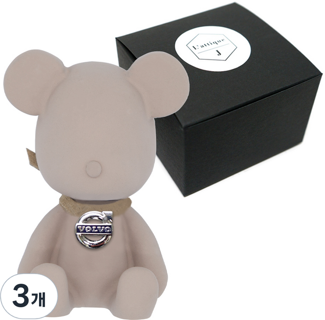 라띠크제이 엠블럼베어 차량용 방향제 볼보 베이지 + 가든스위피 5ml 리필 세트, 3개