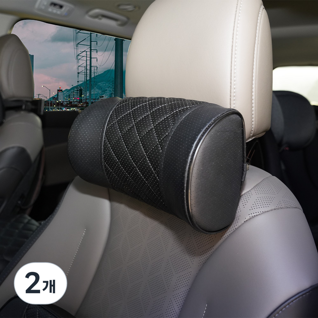 메이빈 차량용 타공형 숨쉬는 헤드쿠션, 모던블랙, 2개