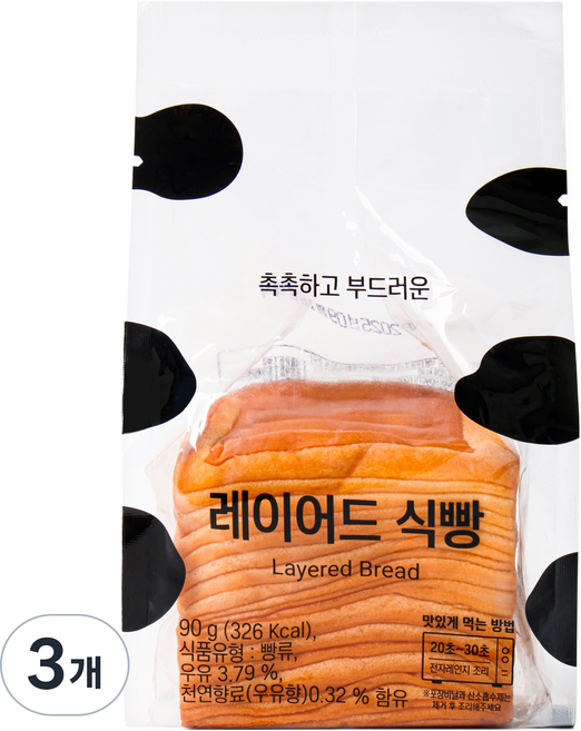 에이스엠앤티 레이어드 식빵, 3개, 90g