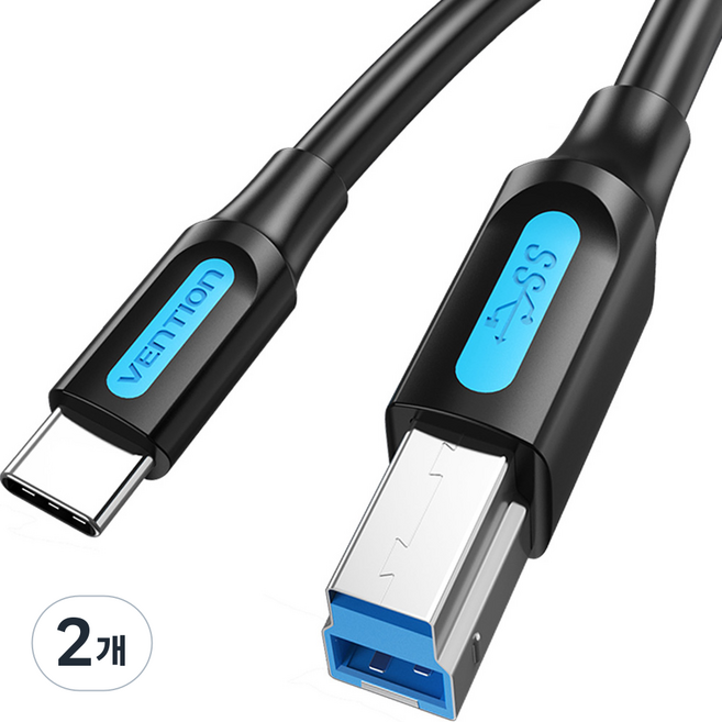 벤션 C타입 to USB 3.0 B CM BM 고속케이블, 2개, 1m
