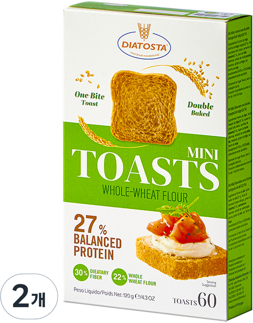 디아토스타 통밀토스트 비스킷, 120g, 2개