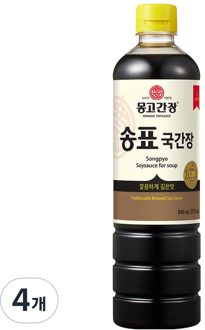 몽고간장 송표 국간장, 4개, 840ml