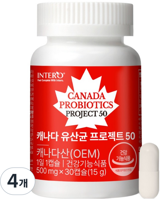 인테로 캐나다 유산균 프로젝트 50 15g, 30정, 4개