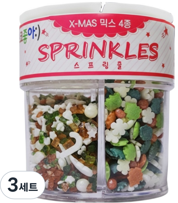 초코좋아 X-MAS 스프링클 4종 세트, 60g, 3세트
