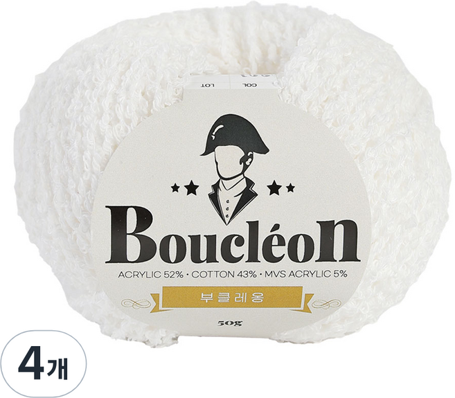 니뜨 부클레옹 뜨개실 50g, 301 화이트, 4개