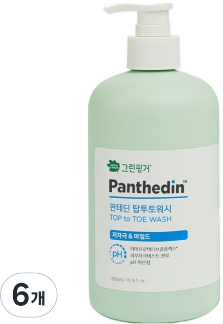 그린핑거 판테딘 더마 저자극 탑투토 올인원 워시, 6개, 500ml