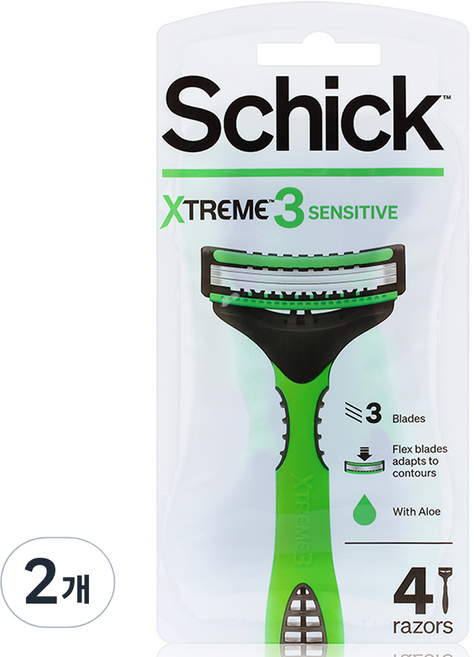 쉬크 익스트림 3 휴대용 면도기 4입, 4개입, 2개
