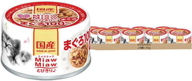 Miaw Miaw 貓罐頭, 鮪魚, 60g, 24罐