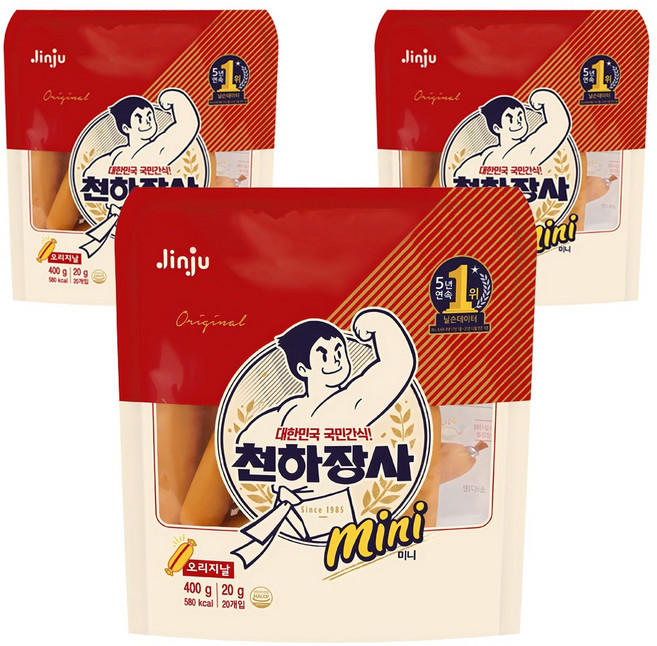 천하장사 오리지날 미니 간식 소시지, 400g, 3개
