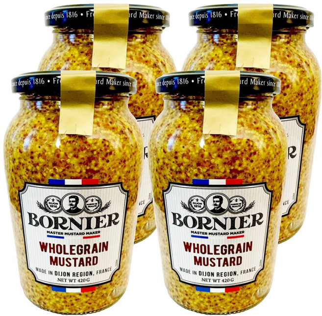 BORNIER 全穀芥末籽醬, 420g, 4個