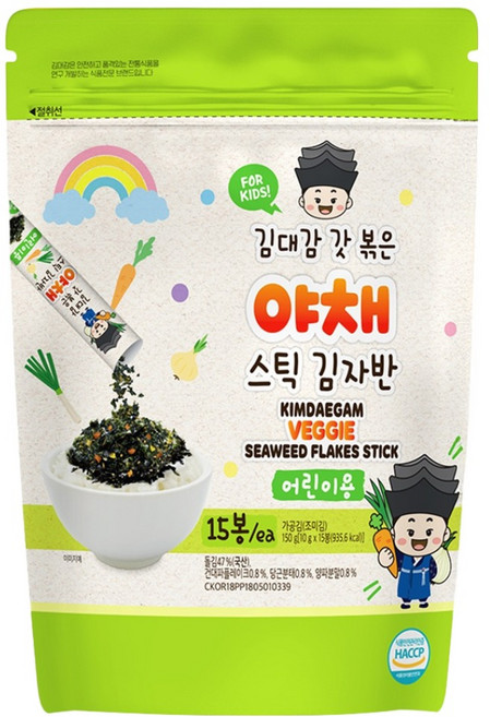 KIMDAEGAM 兒童海苔酥 蔬菜味, 150g, 1袋