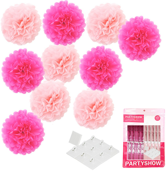 파티쇼 파티꽃볼 10개세트 베이비핑크푸치샤+마운트 10개입, 혼합 색상