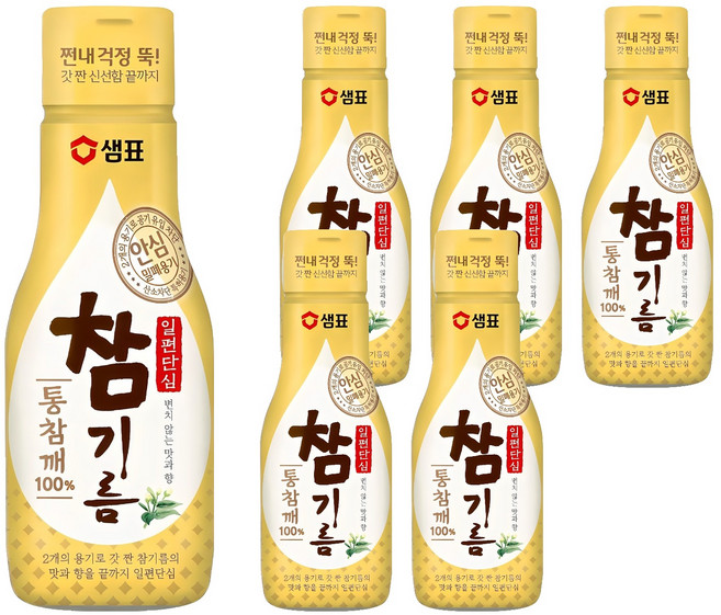 샘표 일편단심 통참깨 참기름, 200ml, 6개