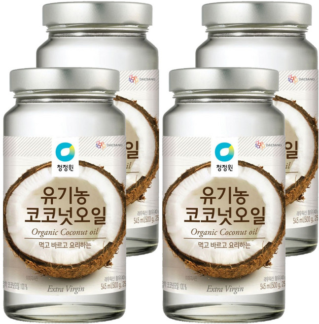 청정원 유기농 코코넛오일, 545ml, 500g, 4개