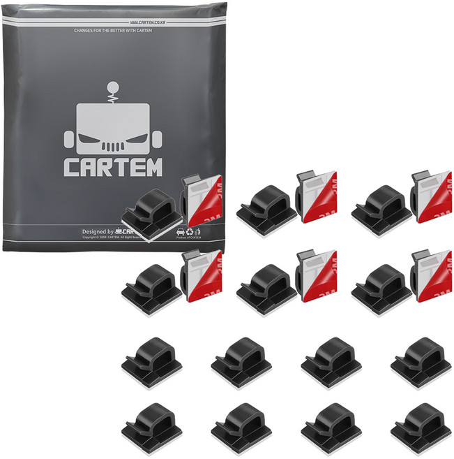 카템 다용도 케이블 선정리 클립 블랙, 20개