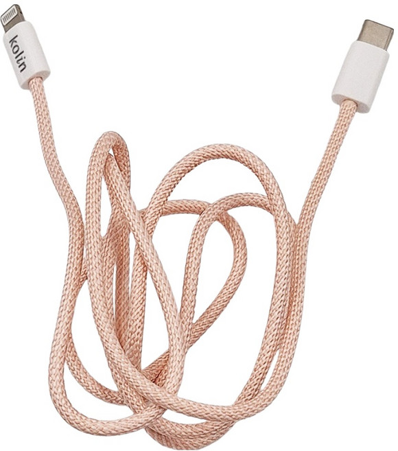 Kolin 歌林 馬卡龍傳輸線 Tape-C 轉 Lightning, 1m, 玫瑰金, 1條