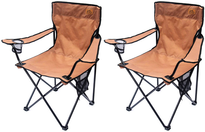 아웃도어포레스트 디럭스 캠핑 의자 세트, 브라운, 2개