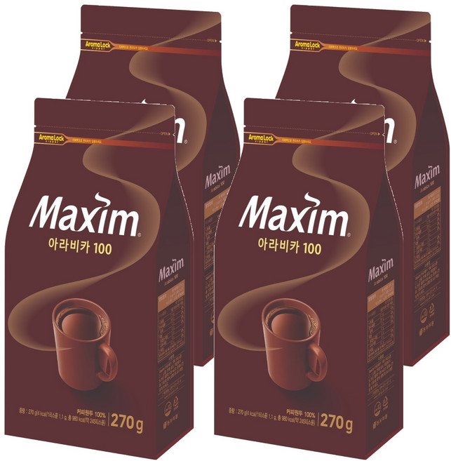 맥심 아라비카 100 원두 커피, 270g, 1개입, 4개