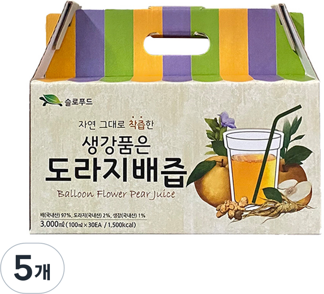 슬로푸드 생강품은 도라지 배즙 30p, 3L, 5개
