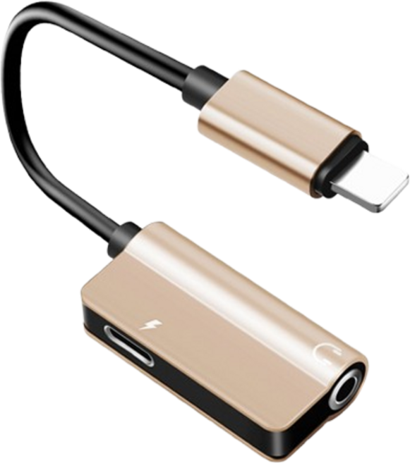 헨센 8핀 to 3.5mm 8핀 이어폰 2in1 충전 이어폰 변환젠더 스퀘어, 골드, 1개, 3.8cm