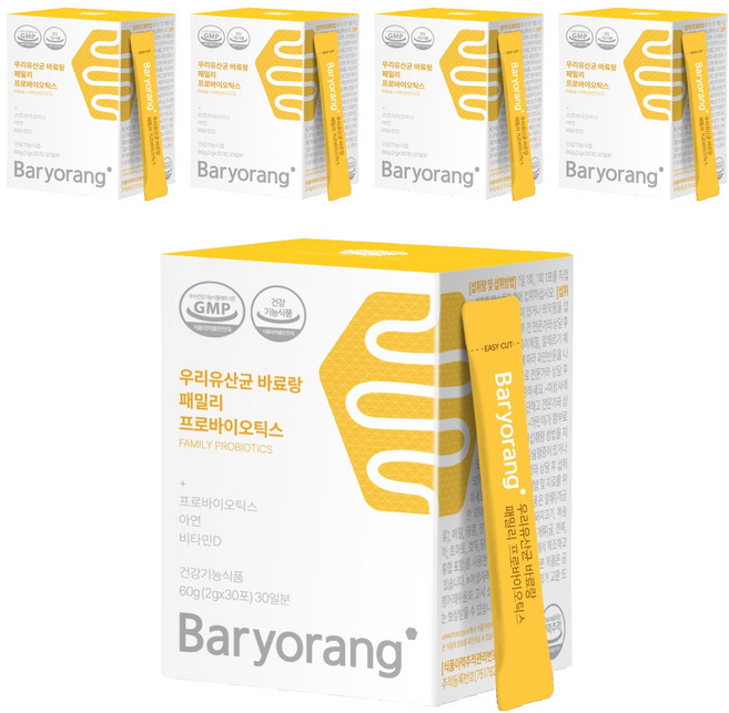 바료랑 우리 유산균 패밀리 프로바이오틱스, 60g, 5개