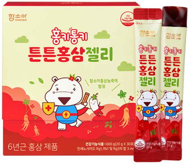 함소아 홍키통키 유아용 튼튼 홍삼젤리 30p, 600g, 1박스