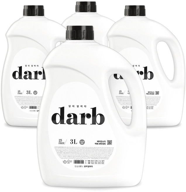 답이답이다 베이킹소다 액체세탁세제 본품, 3L, 4개