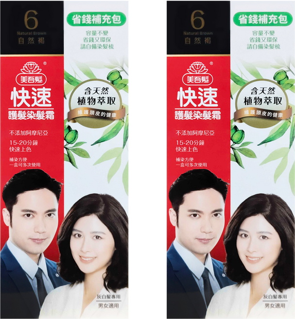 美吾髮 快速護髮染髮霜 補充包, 6 自然褐, 2組