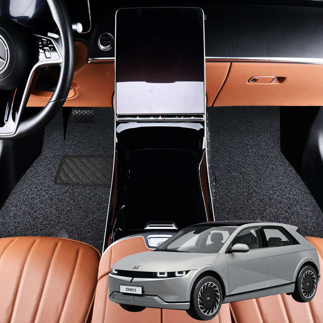 지엠지모터스 프리미엄 코일 카매트 확장형 자동차 매트 세트, 프리미엄 블랙, 아이오닉5 영업용