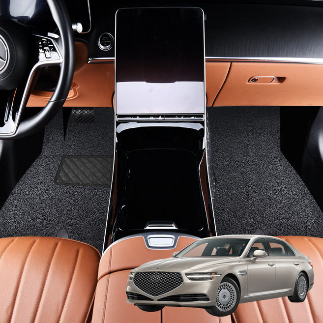 지엠지모터스 프리미엄 코일 카매트 확장형 자동차 매트 세트, 프리미엄 블랙, 제네시스 G90
