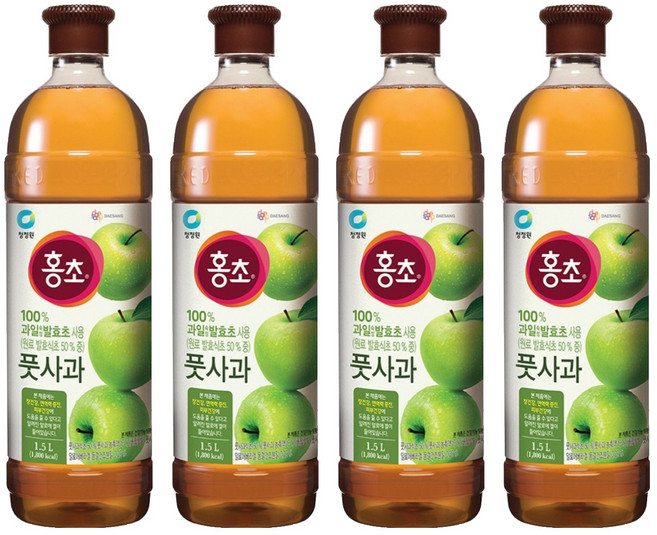 청정원 홍초 풋사과, 1.5L, 4개