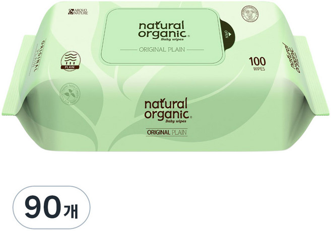네츄럴오가닉 오리지널 플레인 물티슈 리필형, 50g, 100매, 90개