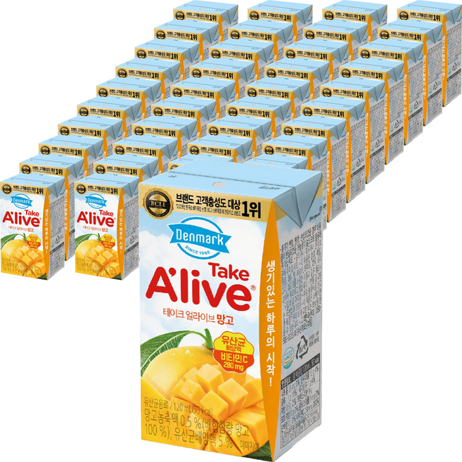 동원에프엔비 덴마크 테이크 얼라이브 망고 멸균 음료, 120ml, 96개