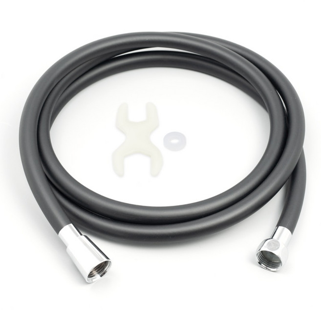 제일바스 물때방지 PVC 샤워호스, 2m, 블랙