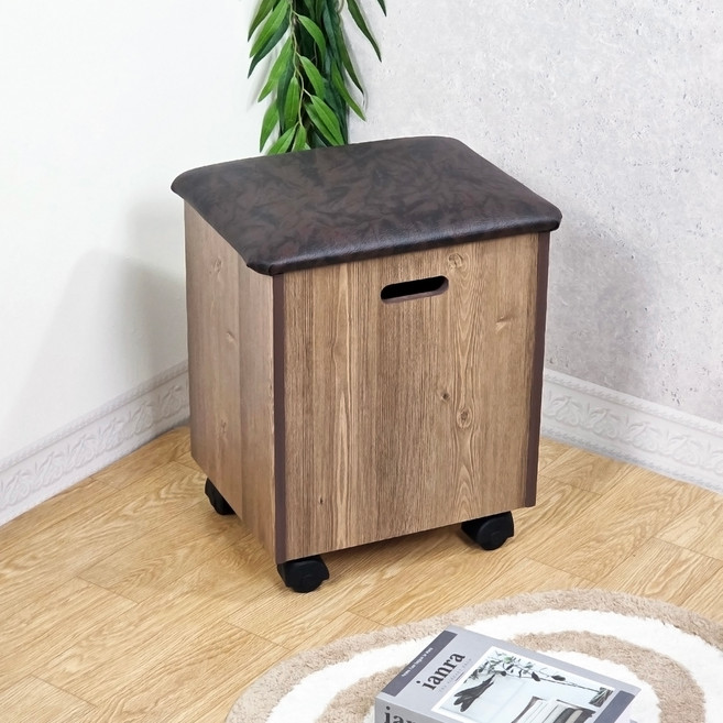 바퀴달린 수납형 콘솔의자 스툴, 엔틱, 1개