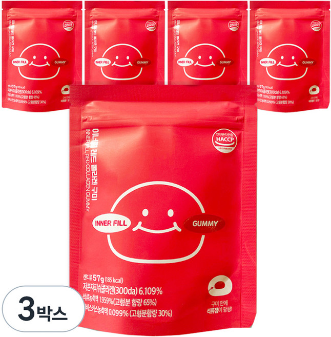 이너필 석류히비스커스맛 레드 콜라겐 구미 5p, 285g, 3박스