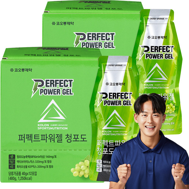 코오롱제약 퍼펙트 파워젤 청포도 12p, 2개, 480g
