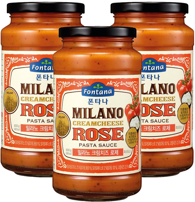 폰타나 밀라노 크림치즈 로제 파스타소스, 600g, 3개