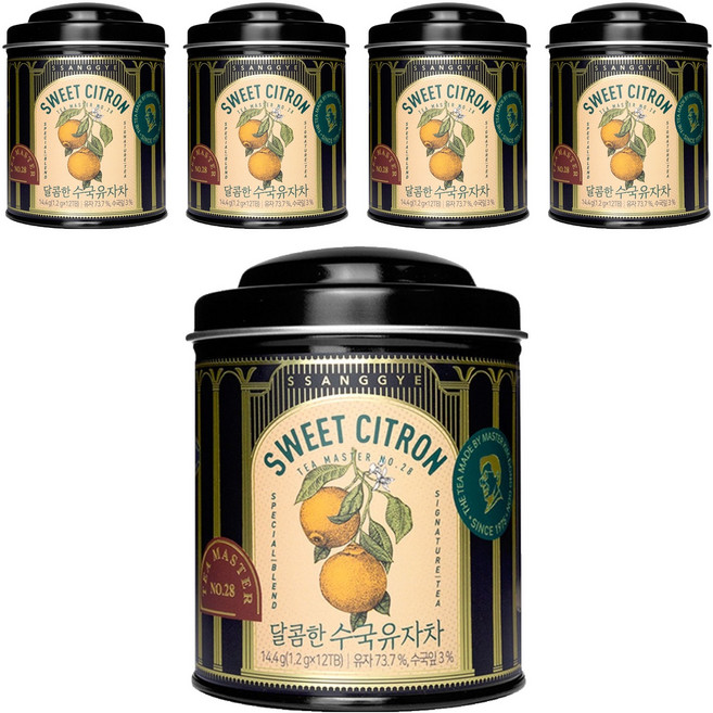 쌍계명차 티 마스터 캔 달콤한 수국유자차, 1.2g, 12개입, 5개