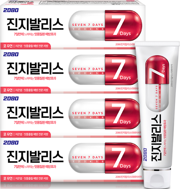 2080 진지발리스 리페어 민감잇몸 치약, 100g, 4개