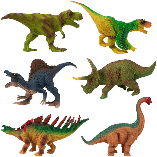 仿真恐龍動物模型6件組 小 硬材質 全塑膠, 1組