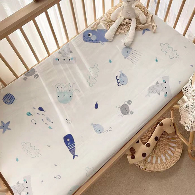 HABABY BED 台灣製 嬰兒床包 一般嬰兒床專用, 海洋世界, 1個