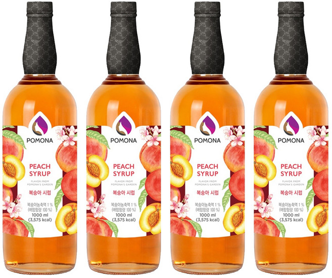 포모나 복숭아 시럽, 1L, 4개