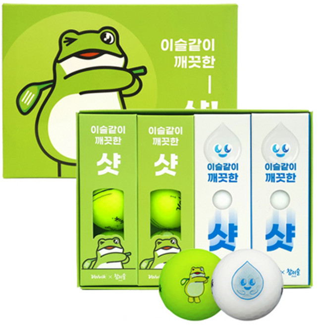 볼빅 참이슬 비비드 무광 골프공 3피스 2종 x 6p 세트, 그린 + 화이트, 1세트