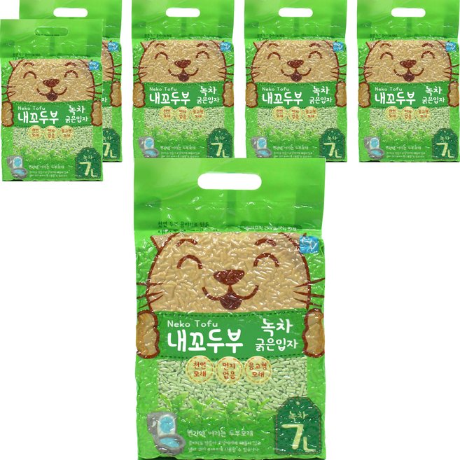 내꼬두부 응고형 고양이 모래, 7L, 6개, 녹차향