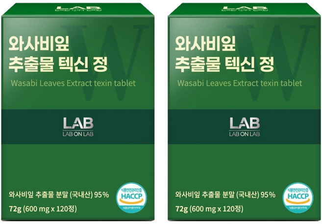 랩온랩 정품 와사비잎 추출물 텍신정 72g, 120정, 2개