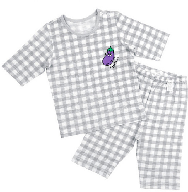 Maykids 童款蔬果印花格紋七分袖家居服套裝