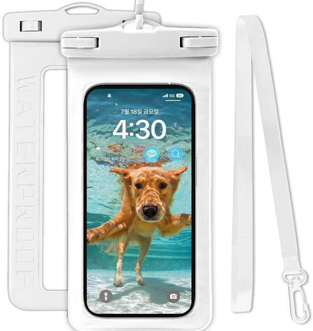 누아트 4중잠금 핸드폰 물놀이 방수팩 + 넥스트랩, 화이트 + 화이트, 1개