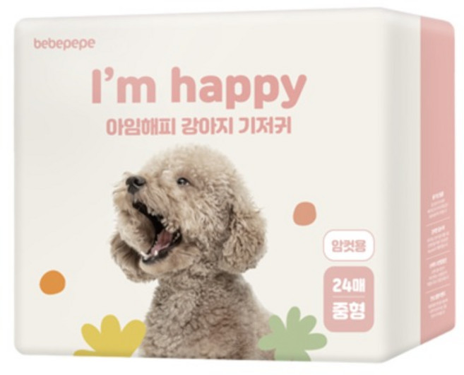 베베페페 강아지 기저귀 암컷용, 중형, 24개입, 1개